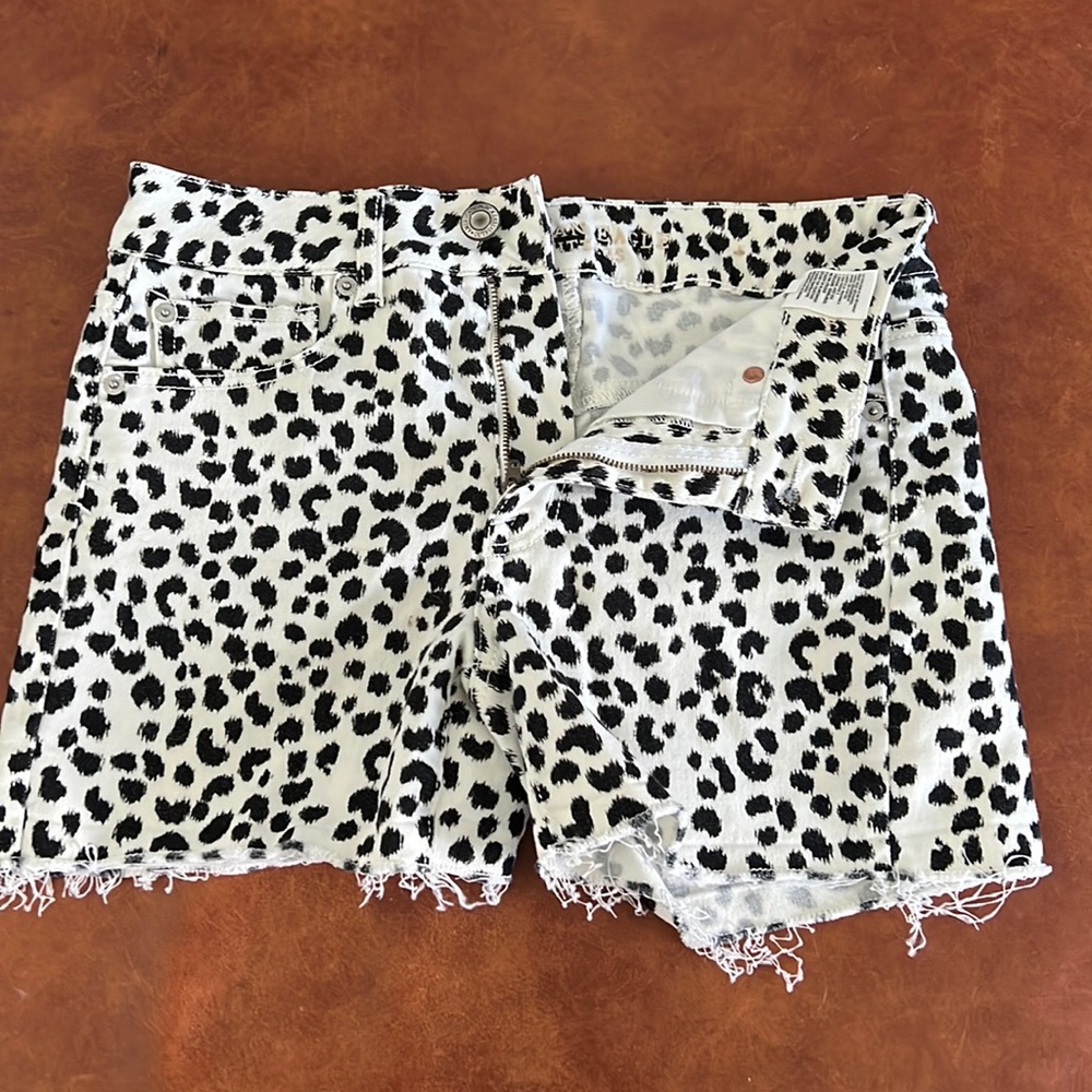 AE animal print denim shorts
